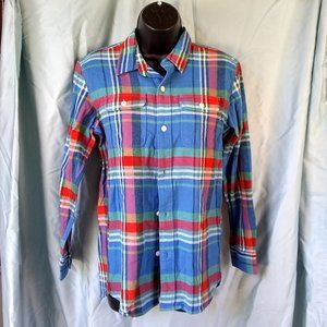 NWT Boy's XXL 14-16 GapKids Blue Plaid Button Down Shirt